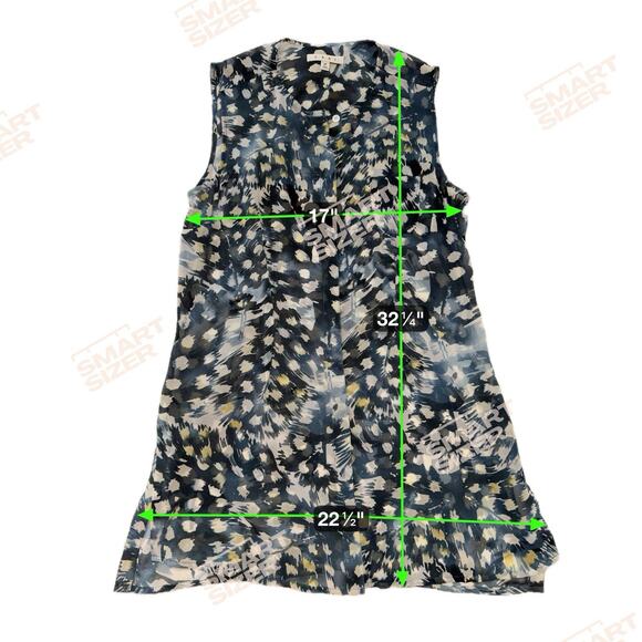 Cabi Semi Sheer Tunic Top Blouse Sea Blue Sleeveless Button Up Sz M Beach Office - Picture 6 of 9